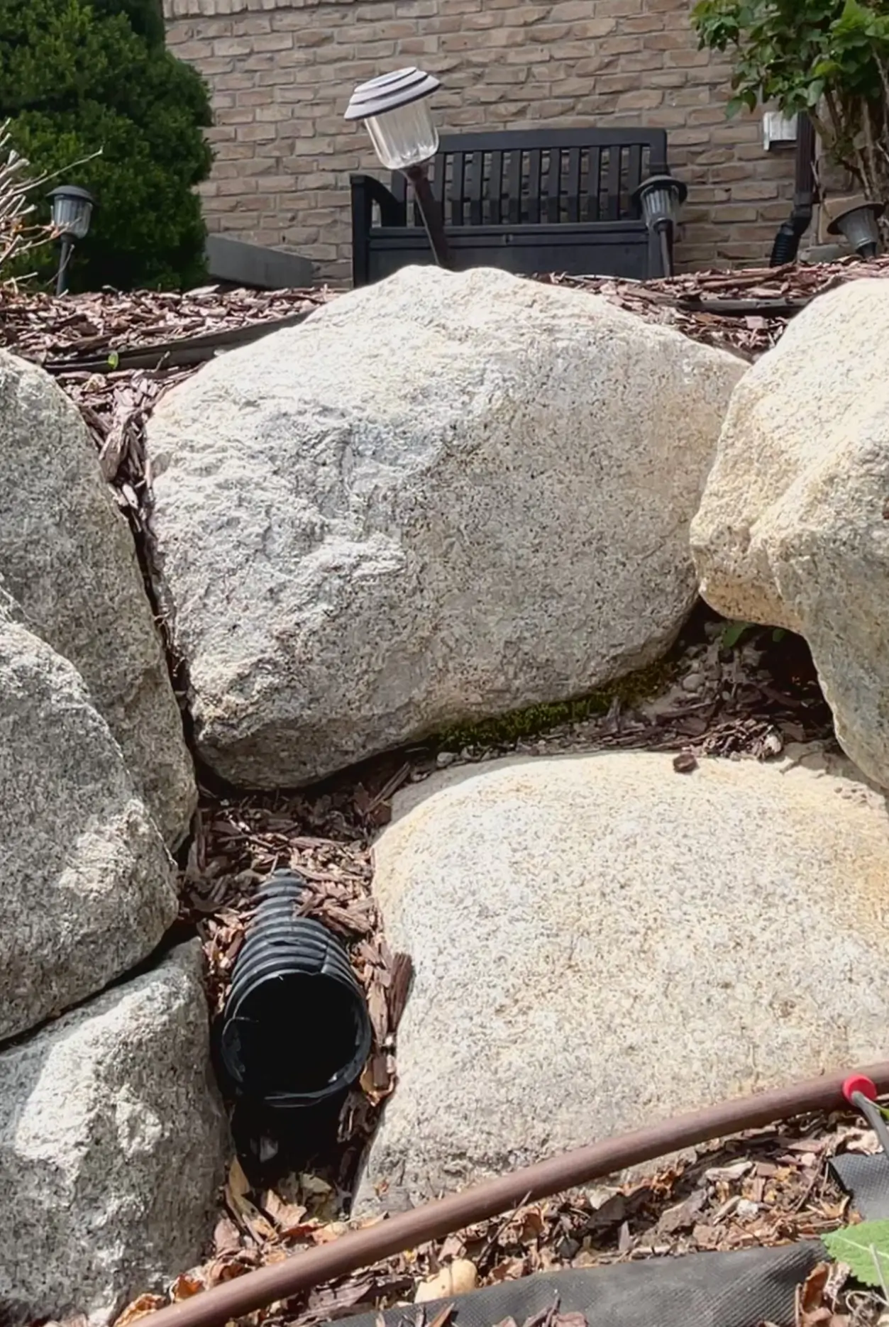 Cleaned downspout drain