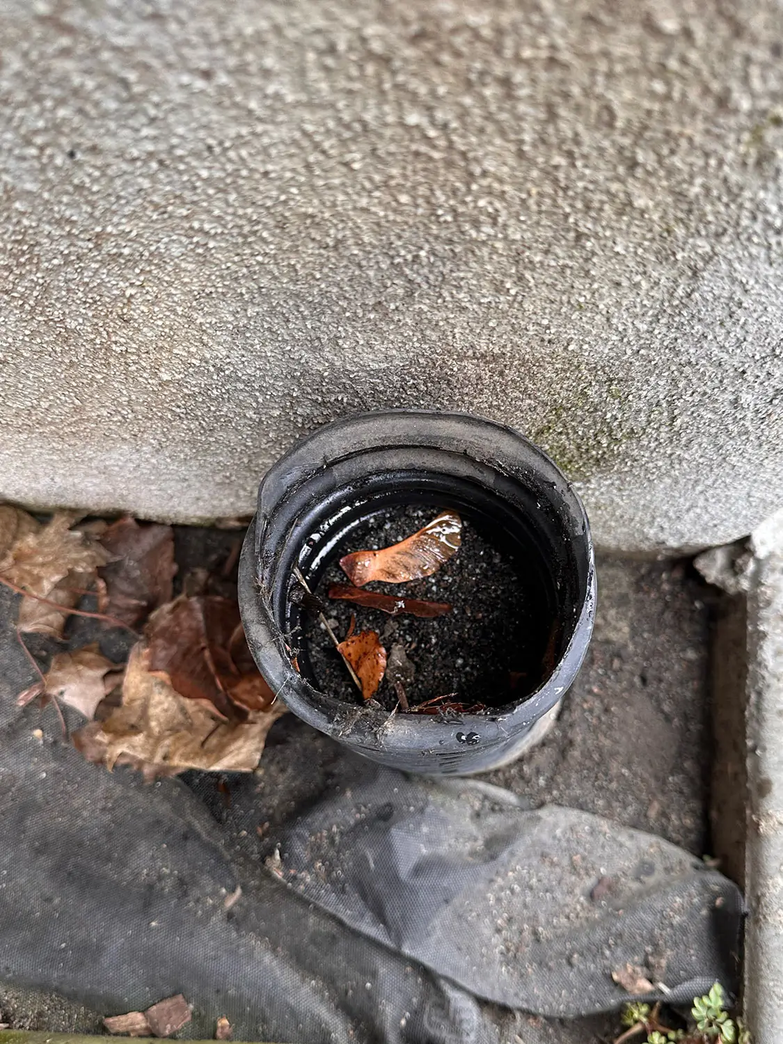 completely clogged underground gutter drain